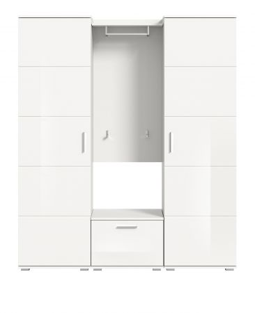 Garderobe Set 4-teilig Grazie in wei Hochglanz Garderobenkombination 165 x 191 cm