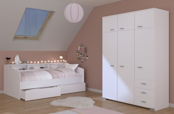 Parisot Kinder- und Jugendzimmer Sleep43 in wei Komplett-Set 2-teilig mit Stauraumbett und Kleiderschrank