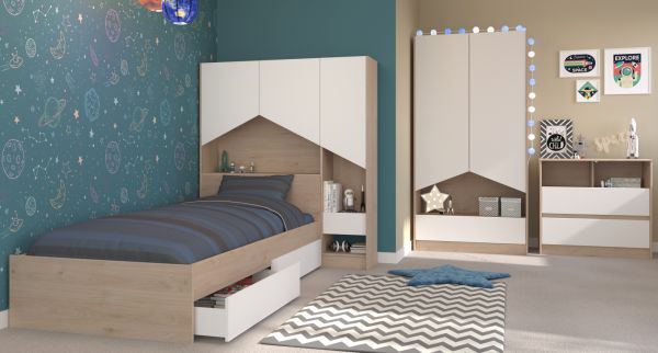 Parisot Kinder- und Jugendzimmer Komplett-Set 6-teilig Shelter2 in wei und Eiche