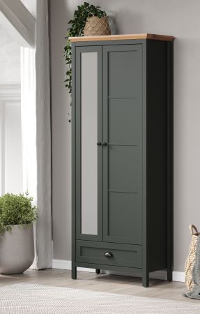 Garderobenschrank Stanton in grn und Evoke Eiche Landhaus Garderobe mit Spiegel 77 x 198 cm