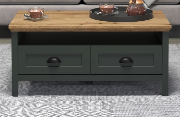 Couchtisch Stanton in grn und Evoke Eiche Landhaus Beistelltisch 101 x 60 cm