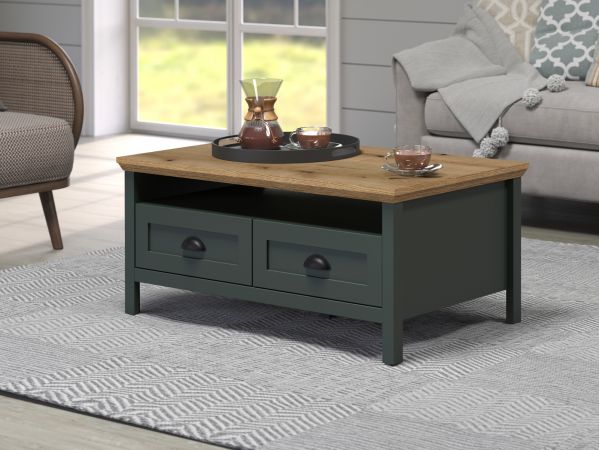 Couchtisch Stanton in grn und Evoke Eiche Landhaus Beistelltisch 101 x 60 cm