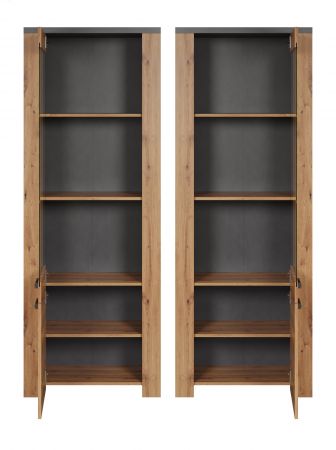 Vitrine Follow in Artisan Eiche und Matera grau Wohn- und Esszimmer Vitrinenschrank 73 x 199 cm
