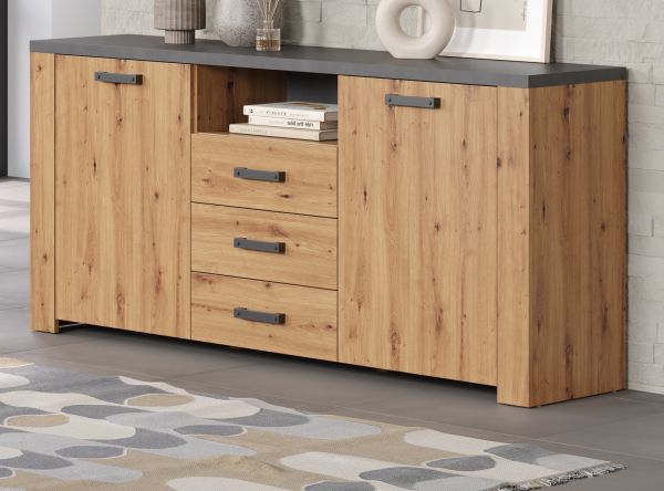 Sideboard Follow in Artisan Eiche und Matera grau Wohn- und Esszimmer Kommode 180 x 83 cm