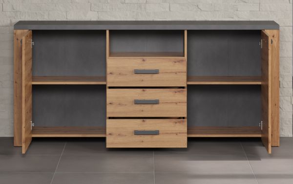 Sideboard Follow in Artisan Eiche und Matera grau Wohn- und Esszimmer Kommode 180 x 83 cm