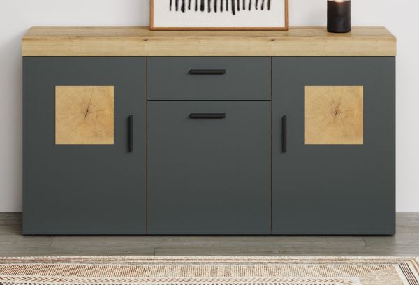 Sideboard Tyler in grau und Evoke Eiche Wohn- und Esszimmer Kommode 160 cm