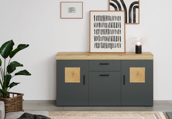 Sideboard Tyler in grau und Evoke Eiche Wohn- und Esszimmer Kommode 160 cm
