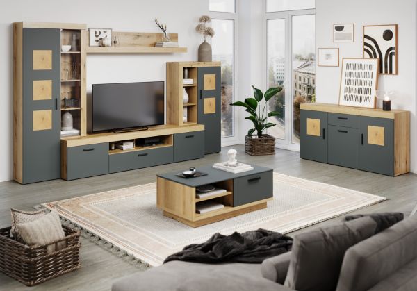 Sideboard Tyler in grau und Evoke Eiche Wohn- und Esszimmer Kommode 160 cm