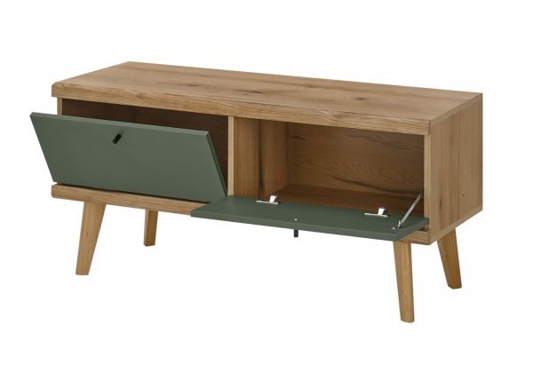 Wohnwand Juna in Salbei und Evoke Eiche Wohnkombination skandinavisch 4-teilig 324 cm