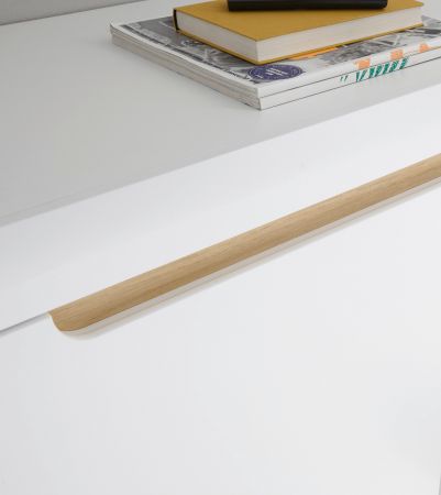 TV-Lowboard Isgard in wei matt und Scandi Eiche TV Unterteil skandinavisch 160 x 50 cm