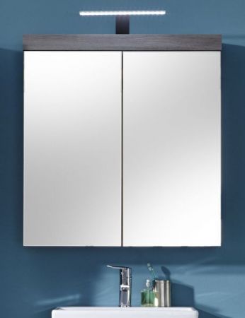 Badezimmer Spiegelschrank "Miami" in Sardegna grau Rauchsilber Badschrank 2-türig 72 x 79 cm