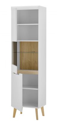 Wohnwand Isgard in wei matt und Scandi Eiche Wohnkombination skandinavisch 4-teilig 343 x 197 cm