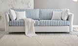 Sofa Hooge in creme und blau Landhaus Wohnzimmer Couch 3-Sitzer 240 cm