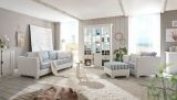 Sofa Hooge in creme und blau Landhaus Wohnzimmer Couch 3-Sitzer 240 cm