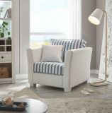 Sessel Hooge in creme und blau Landhaus Wohnzimmer Loungesessel 95 cm