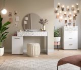 Kommode Relief in wei Hochglanz mit 3-D Struktur Schubladenkommode 53 x 92 cm