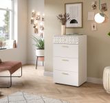 Kommode Relief in wei Hochglanz mit 3-D Struktur Schubladenkommode 53 x 92 cm