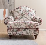Sessel Elita in creme Landhaus Blumen Design Loungesessel 110 cm