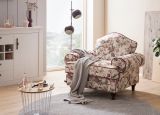 Sessel Elita in creme Landhaus Blumen Design Loungesessel 110 cm