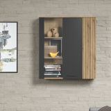 H�ngevitrine Esteban in grau und Evoke Eiche Vitrine h�ngend 90 x 99 cm