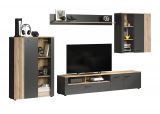 Wohnwand Esteban in grau und Evoke Eiche Schrankwand 4-teilig 340 cm