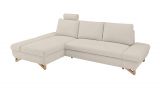Ecksofa Skalm in creme Velours Sofa mit Bettfunktion und Stauraum 284 cm
