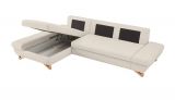Ecksofa Skalm in creme Velours Sofa mit Bettfunktion und Stauraum 284 cm