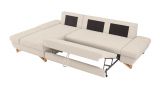 Ecksofa Skalm in creme Velours Sofa mit Bettfunktion und Stauraum 284 cm