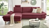 Ecksofa Skalm in bordeaux Velours Sofa mit Bettfunktion und Stauraum 284 cm