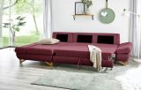 Ecksofa Skalm in bordeaux Velours Sofa mit Bettfunktion und Stauraum 284 cm