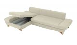 Ecksofa Skalm in beige Struktur-Stoff Sofa mit Bettfunktion und Stauraum 284 cm