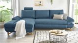 Ecksofa Skalm in blau Struktur-Stoff Sofa mit Bettfunktion und Stauraum 284 cm