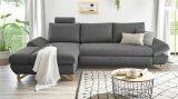 Ecksofa Skalm in grau Struktur-Stoff Sofa mit Bettfunktion und Stauraum 284 cm