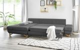 Ecksofa Skalm in grau Struktur-Stoff Sofa mit Bettfunktion und Stauraum 284 cm