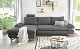 Ecksofa Skalm in grau Struktur-Stoff Sofa mit Bettfunktion und Stauraum 284 cm