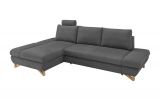 Ecksofa Skalm in grau Struktur-Stoff Sofa mit Bettfunktion und Stauraum 284 cm