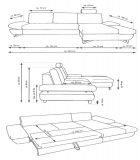 Ecksofa Skalm in creme Velours Sofa mit Bettfunktion und Stauraum 284 cm