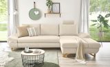 Ecksofa Skalm in creme Velours Sofa mit Bettfunktion und Stauraum 284 cm