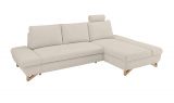 Ecksofa Skalm in creme Velours Sofa mit Bettfunktion und Stauraum 284 cm