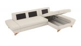 Ecksofa Skalm in creme Velours Sofa mit Bettfunktion und Stauraum 284 cm