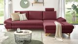 Ecksofa Skalm in bordeaux Velours Sofa mit Bettfunktion und Stauraum 284 cm