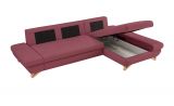 Ecksofa Skalm in bordeaux Velours Sofa mit Bettfunktion und Stauraum 284 cm
