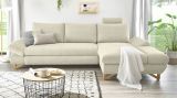 Ecksofa Skalm in beige Struktur-Stoff Sofa mit Bettfunktion und Stauraum 284 cm