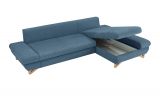 Ecksofa Skalm in blau Struktur-Stoff Sofa mit Bettfunktion und Stauraum 284 cm