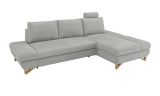 Ecksofa Skalm in hellgrau Struktur-Stoff Sofa mit Bettfunktion und Stauraum 284 cm