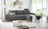 Ecksofa Skalm in grau Struktur-Stoff Sofa mit Bettfunktion und Stauraum 284 cm