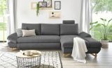 Ecksofa Skalm in grau Struktur-Stoff Sofa mit Bettfunktion und Stauraum 284 cm