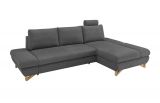 Ecksofa Skalm in grau Struktur-Stoff Sofa mit Bettfunktion und Stauraum 284 cm
