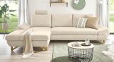 Ecksofa Skalm in creme Velours Wohnzimmer Sofa