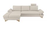 Ecksofa Skalm in creme Velours Wohnzimmer Sofa